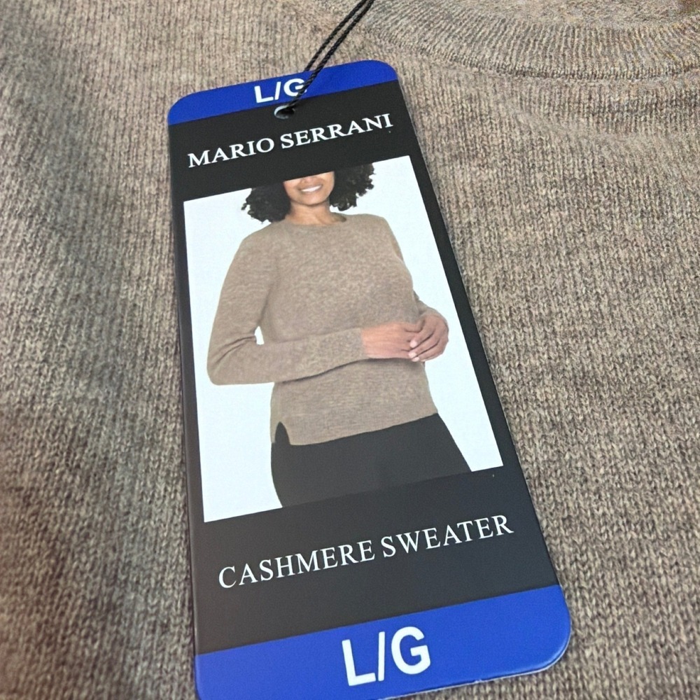 Mario Serrani Cashmere Sweater Womens Large Tan Crewneck Long Sleeve 1899939 - Picture 7 of 7